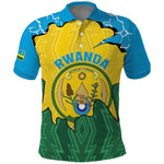 Personalized Jamhuri ya Rwanda Polo Shirt Coat Of Arms Imigongo Pattern