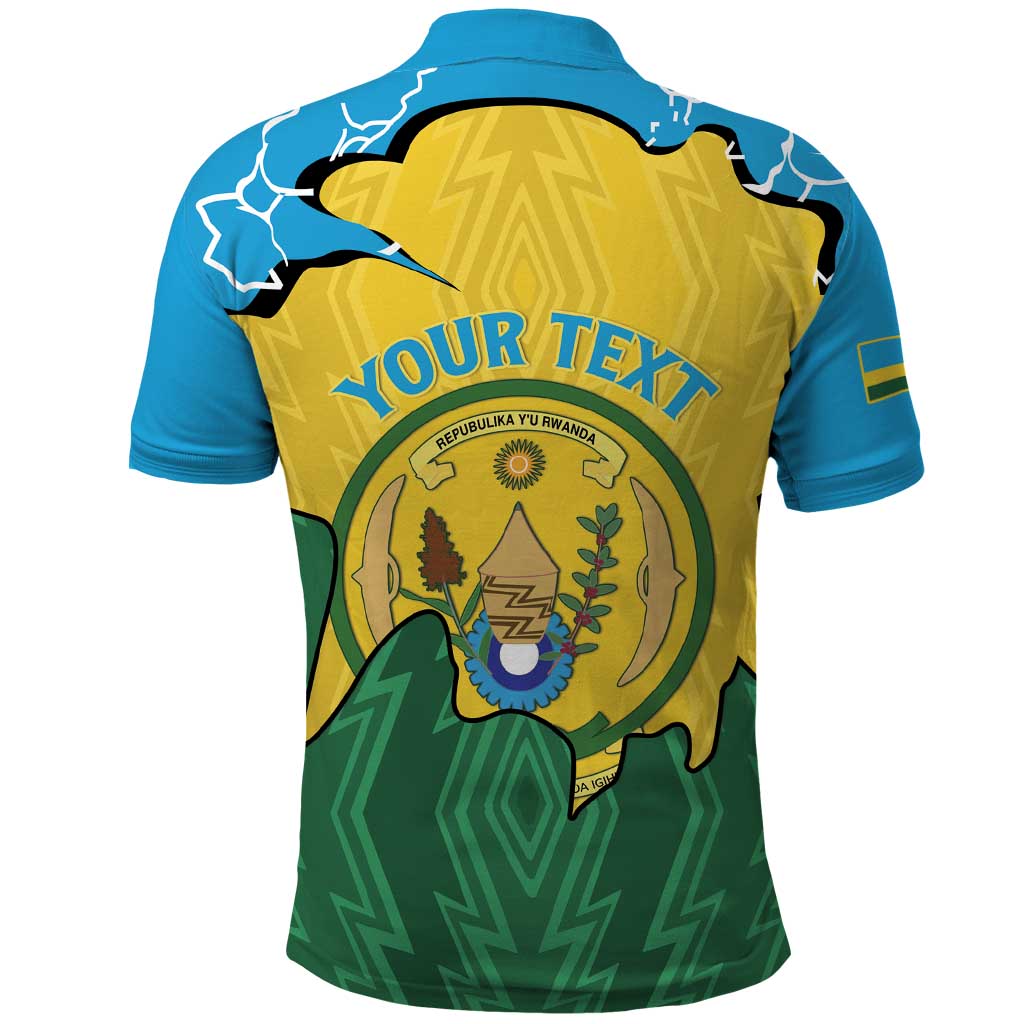 Personalized Jamhuri ya Rwanda Polo Shirt Coat Of Arms Imigongo Pattern