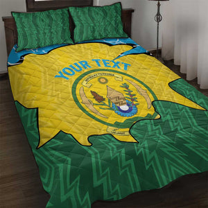 Personalized Jamhuri ya Rwanda Quilt Bed Set Coat Of Arms Imigongo Pattern