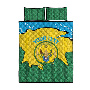 Personalized Jamhuri ya Rwanda Quilt Bed Set Coat Of Arms Imigongo Pattern
