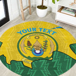 Personalized Jamhuri ya Rwanda Round Carpet Coat Of Arms Imigongo Pattern
