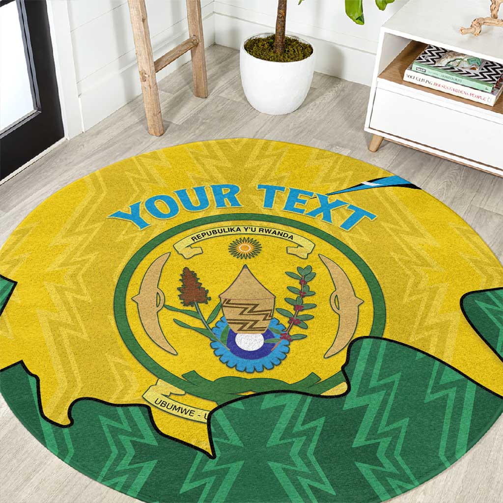 Personalized Jamhuri ya Rwanda Round Carpet Coat Of Arms Imigongo Pattern