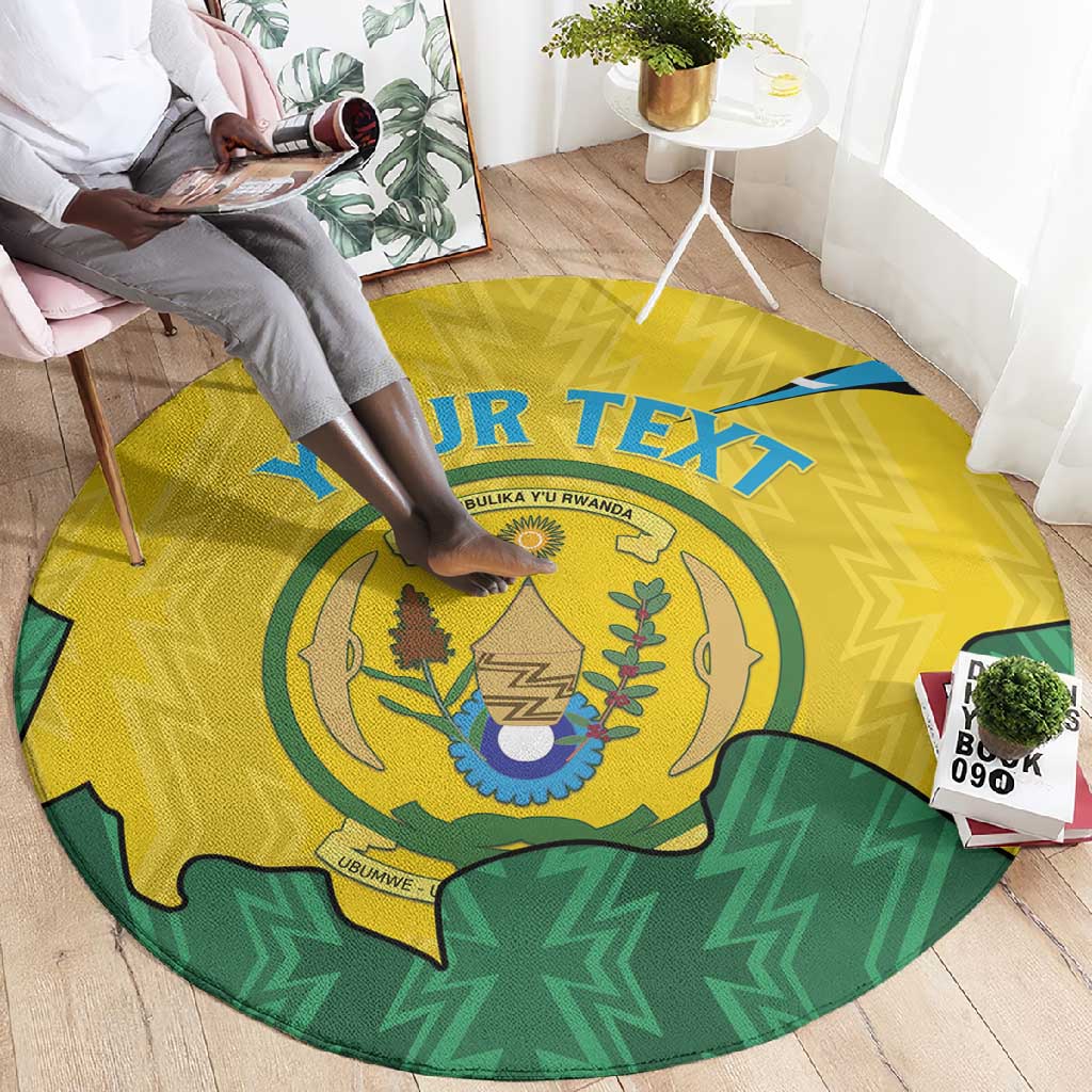 Personalized Jamhuri ya Rwanda Round Carpet Coat Of Arms Imigongo Pattern