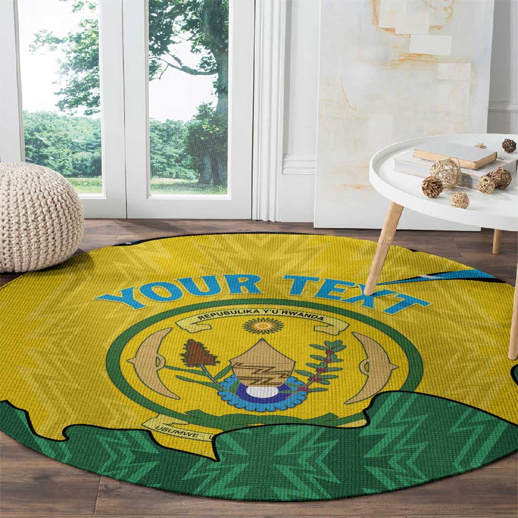 Personalized Jamhuri ya Rwanda Round Carpet Coat Of Arms Imigongo Pattern