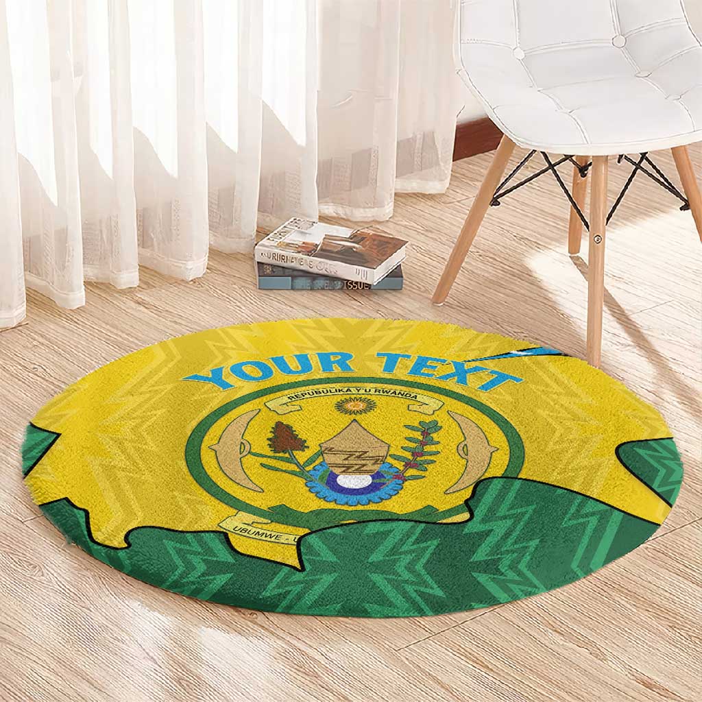 Personalized Jamhuri ya Rwanda Round Carpet Coat Of Arms Imigongo Pattern