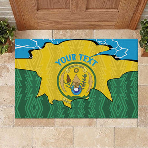 Personalized Jamhuri ya Rwanda Rubber Doormat Coat Of Arms Imigongo Pattern