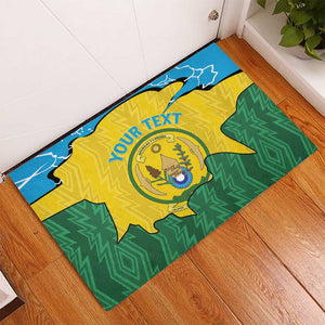 Personalized Jamhuri ya Rwanda Rubber Doormat Coat Of Arms Imigongo Pattern