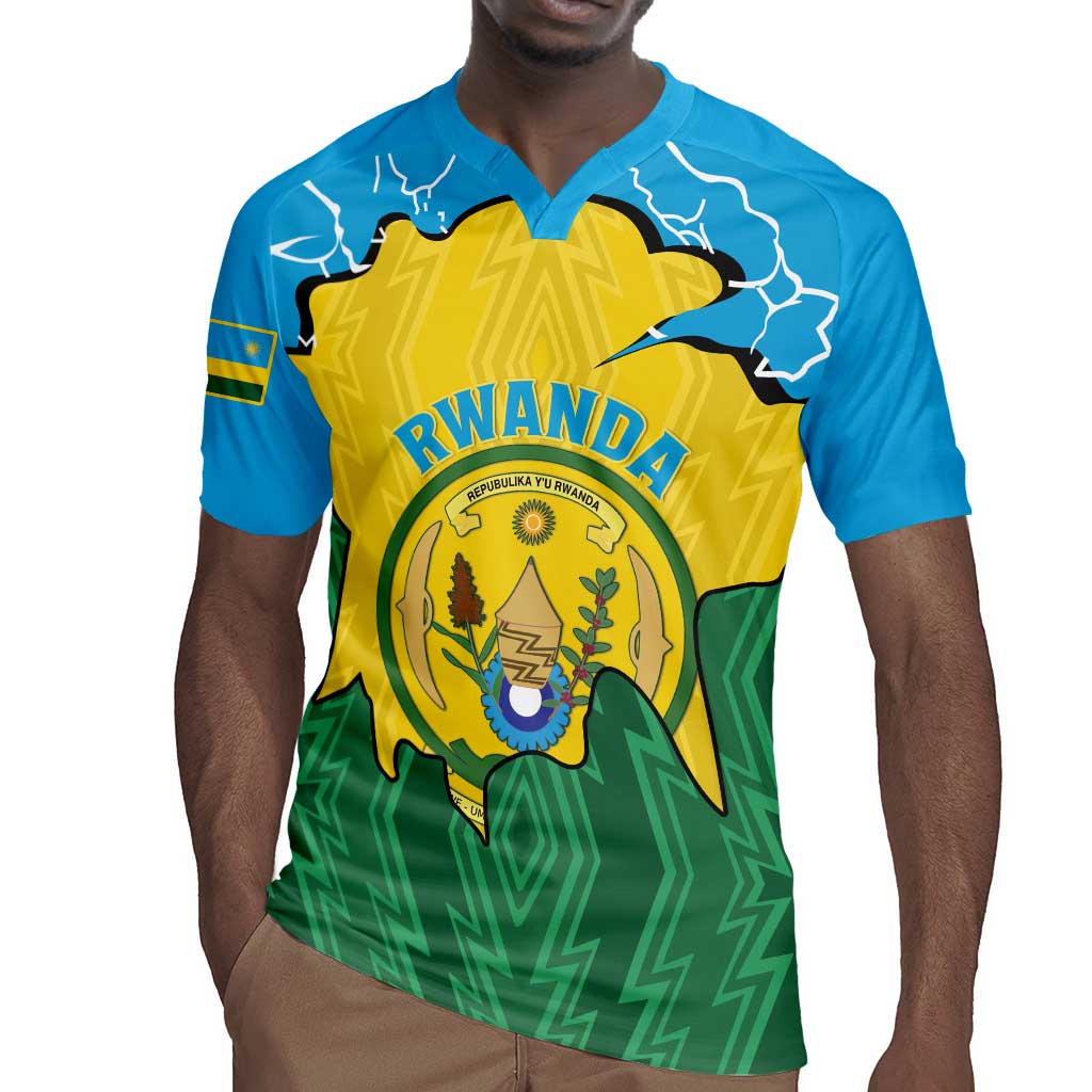 Personalized Jamhuri ya Rwanda Rugby Jersey Coat Of Arms Imigongo Pattern