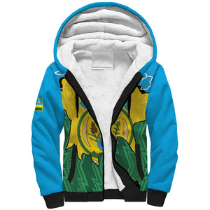 Personalized Jamhuri ya Rwanda Sherpa Hoodie Coat Of Arms Imigongo Pattern