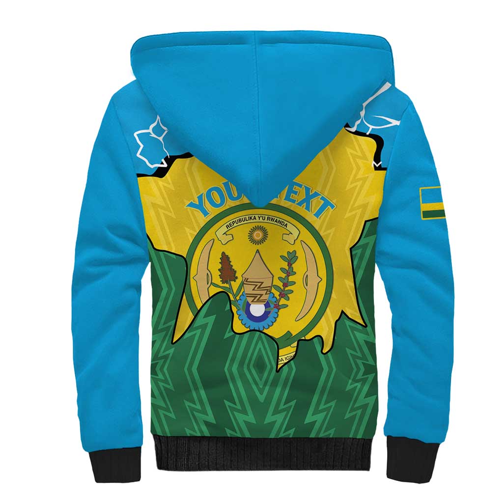 Personalized Jamhuri ya Rwanda Sherpa Hoodie Coat Of Arms Imigongo Pattern