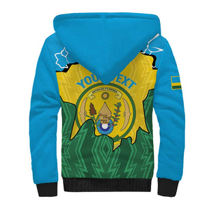 Personalized Jamhuri ya Rwanda Sherpa Hoodie Coat Of Arms Imigongo Pattern