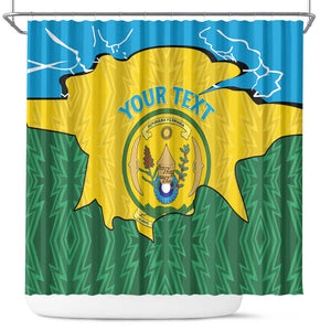 Personalized Jamhuri ya Rwanda Shower Curtain Coat Of Arms Imigongo Pattern