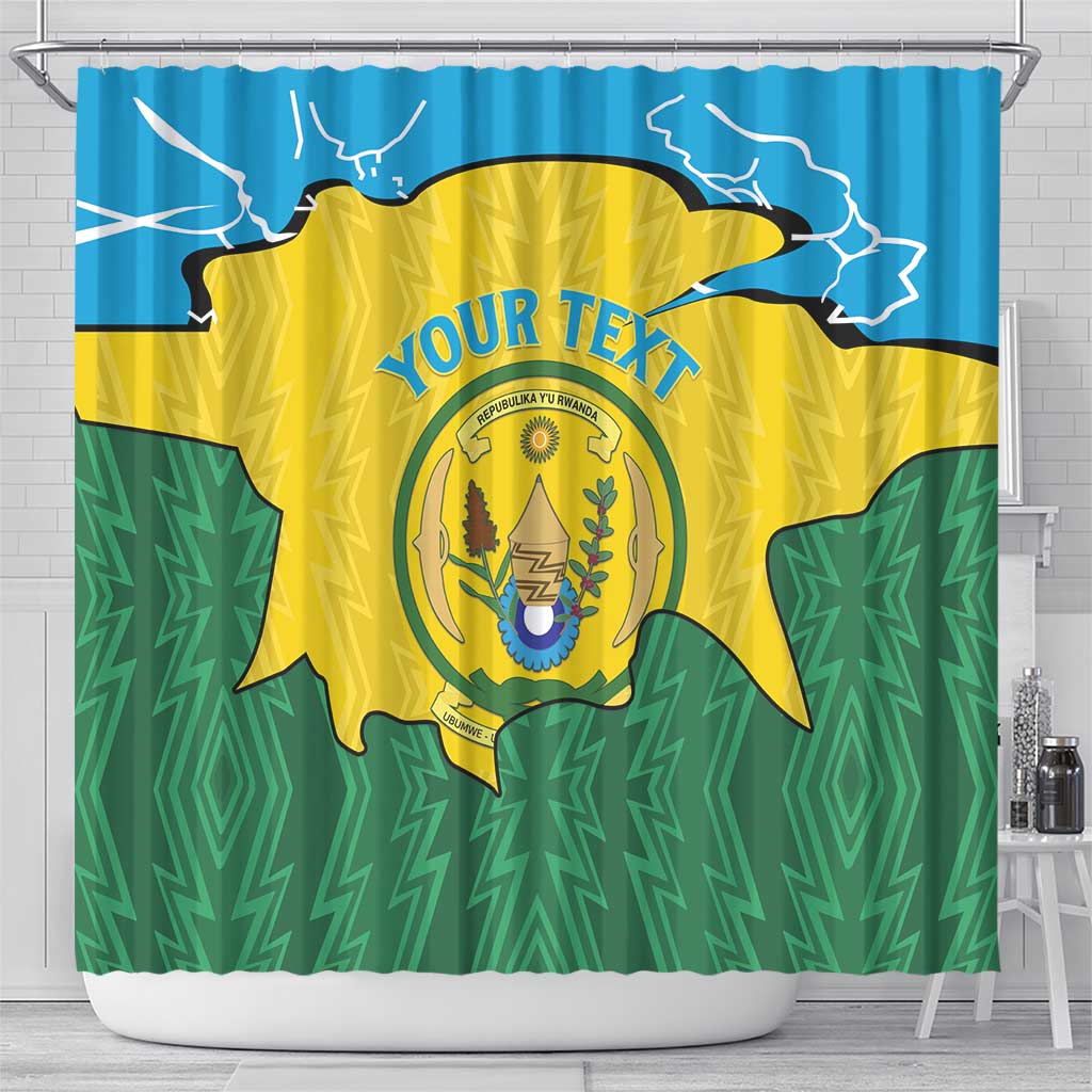 Personalized Jamhuri ya Rwanda Shower Curtain Coat Of Arms Imigongo Pattern