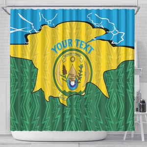 Personalized Jamhuri ya Rwanda Shower Curtain Coat Of Arms Imigongo Pattern