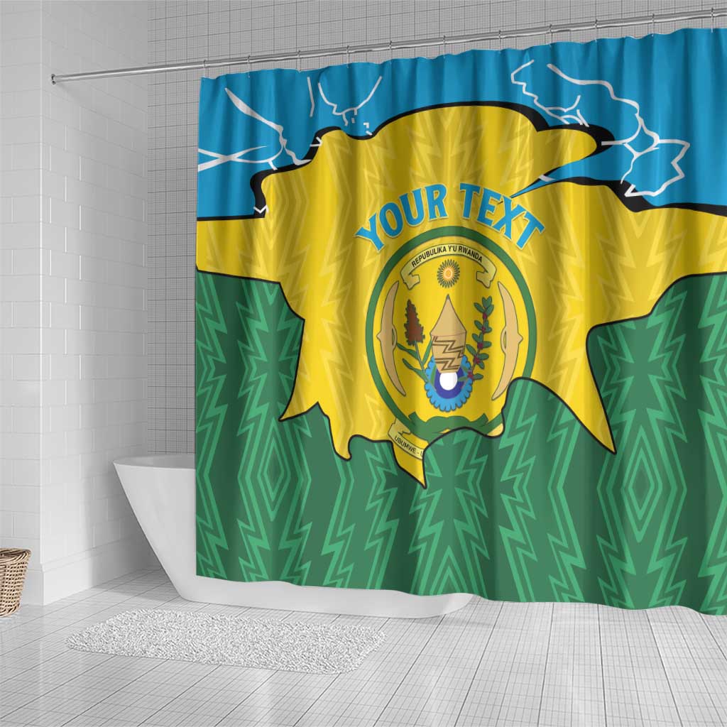 Personalized Jamhuri ya Rwanda Shower Curtain Coat Of Arms Imigongo Pattern