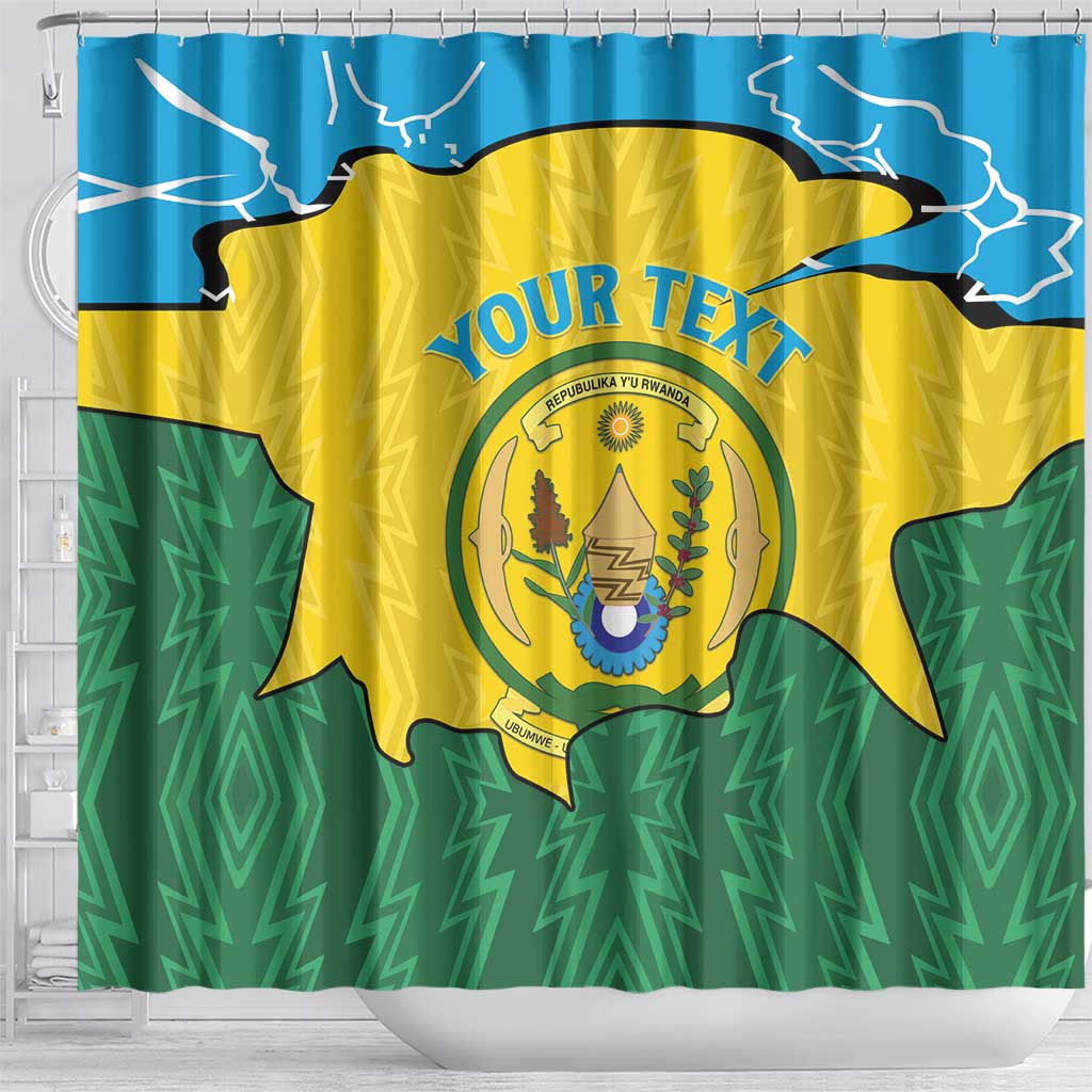 Personalized Jamhuri ya Rwanda Shower Curtain Coat Of Arms Imigongo Pattern