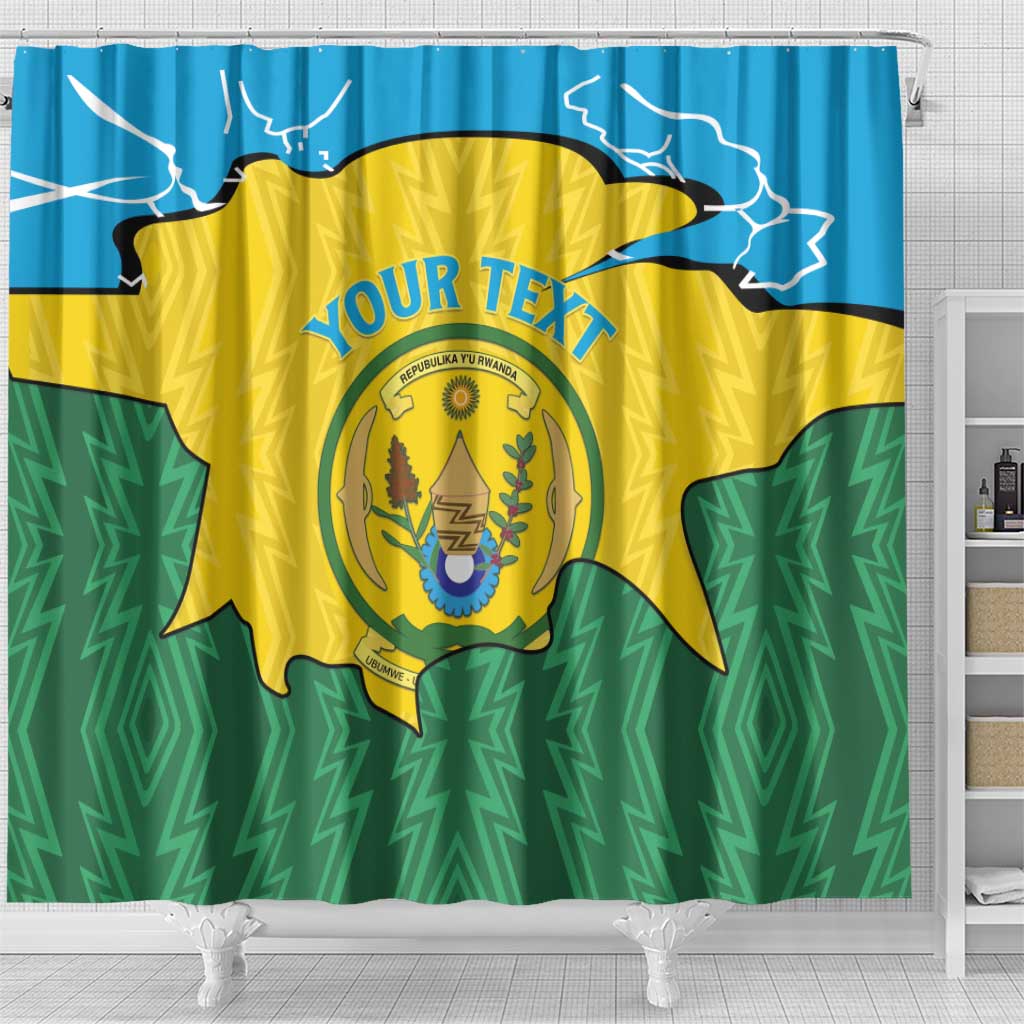 Personalized Jamhuri ya Rwanda Shower Curtain Coat Of Arms Imigongo Pattern