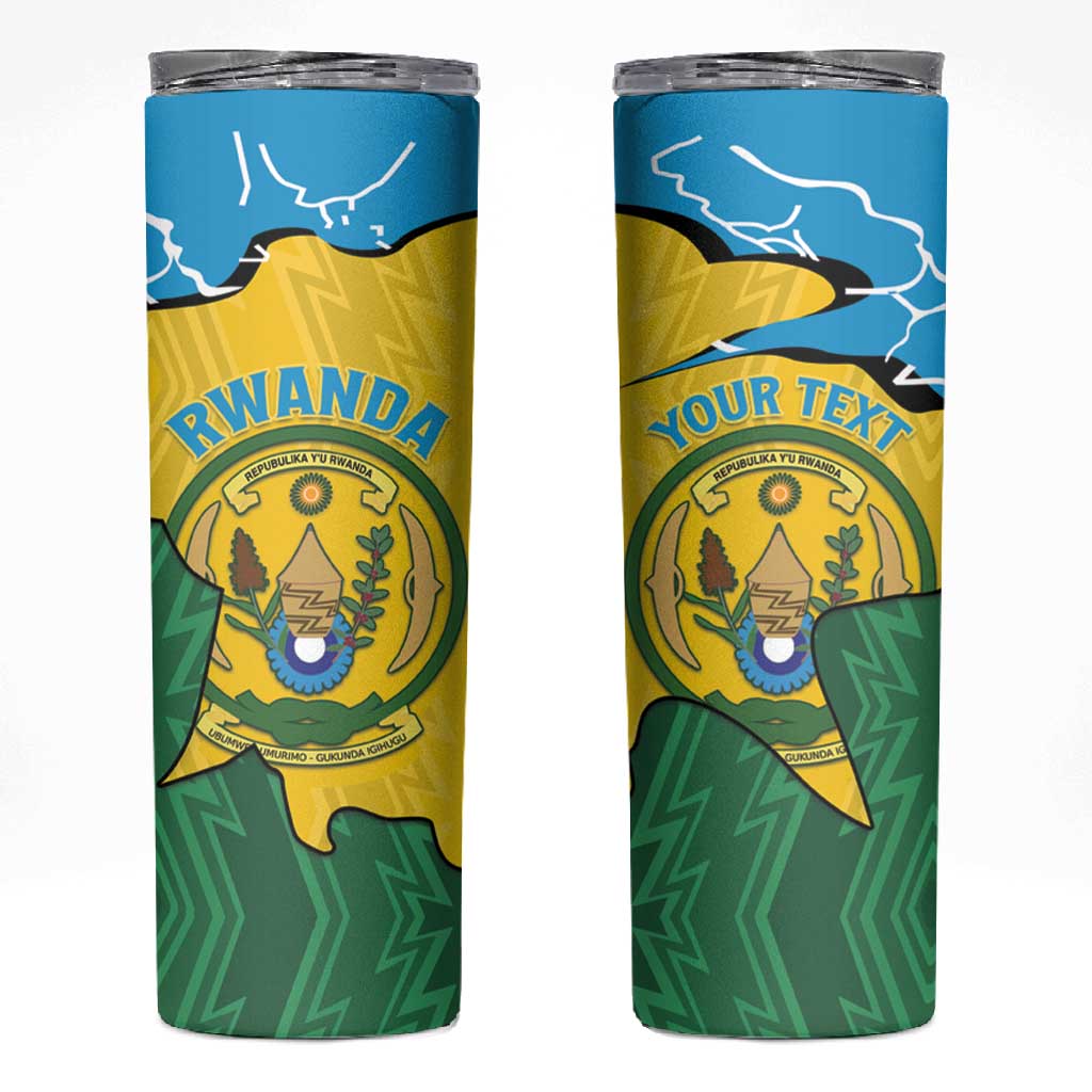Personalized Jamhuri ya Rwanda Skinny Tumbler Coat Of Arms Imigongo Pattern