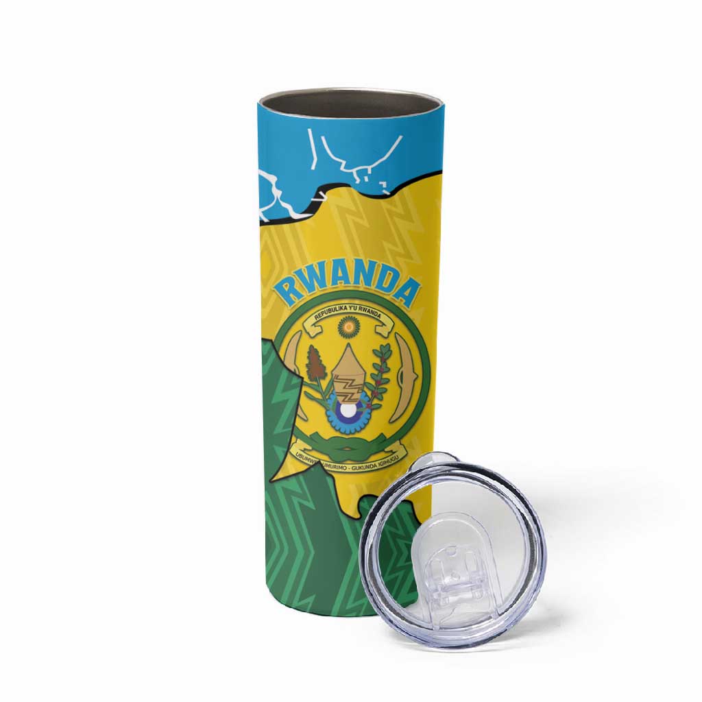 Personalized Jamhuri ya Rwanda Skinny Tumbler Coat Of Arms Imigongo Pattern