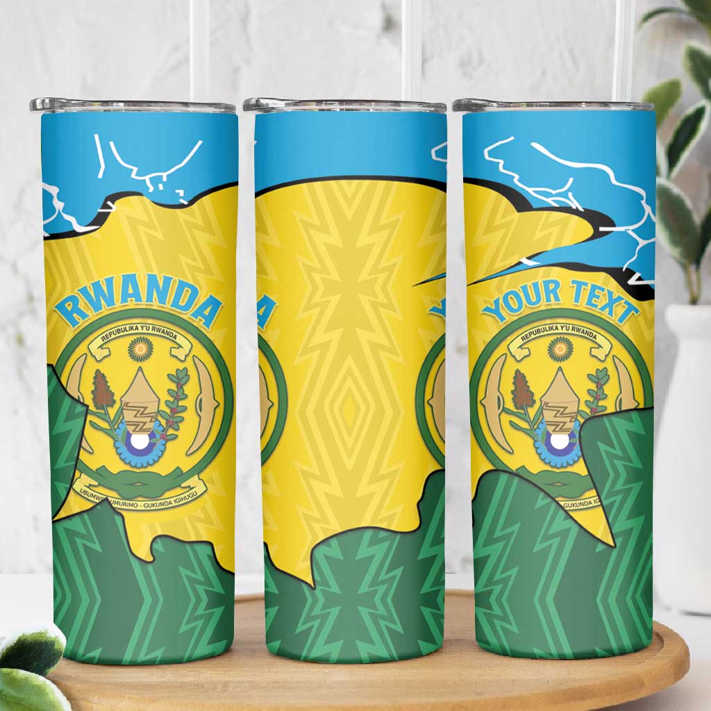 Personalized Jamhuri ya Rwanda Skinny Tumbler Coat Of Arms Imigongo Pattern