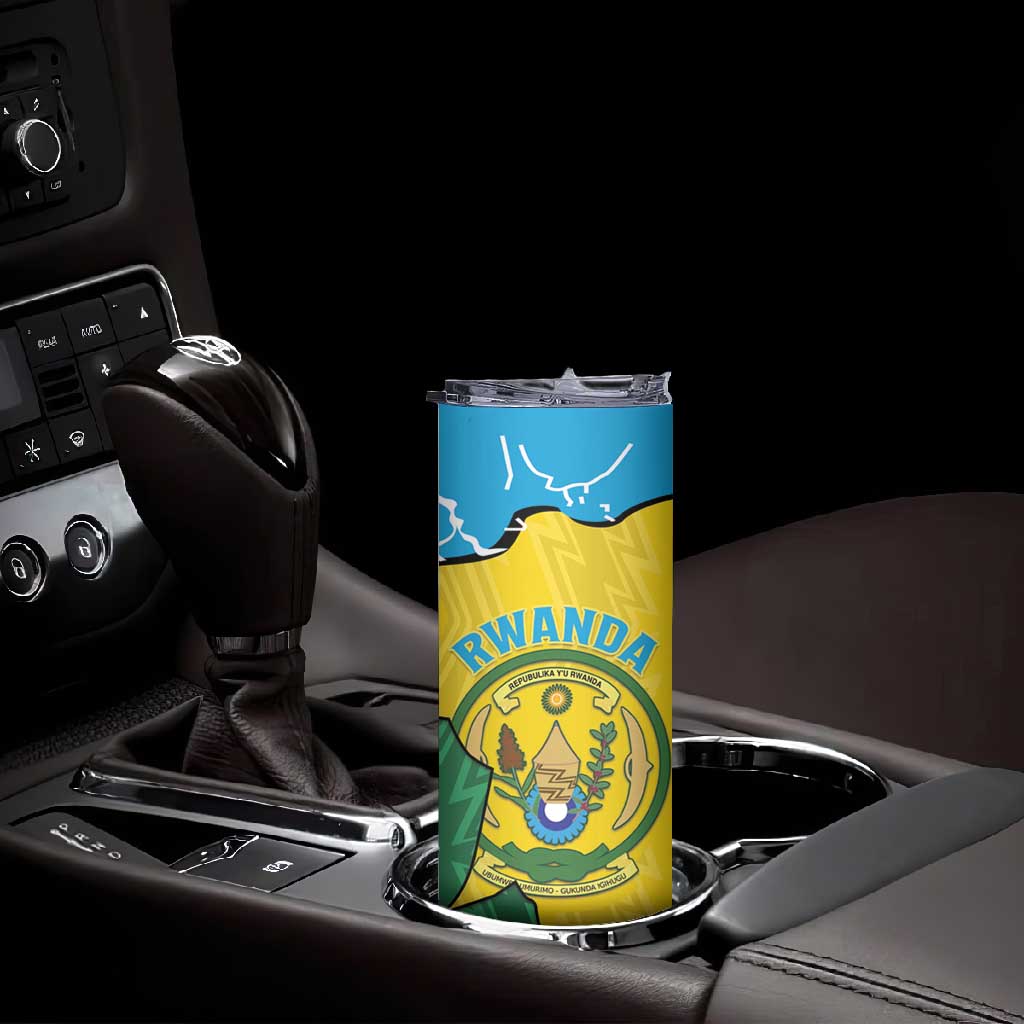 Personalized Jamhuri ya Rwanda Skinny Tumbler Coat Of Arms Imigongo Pattern