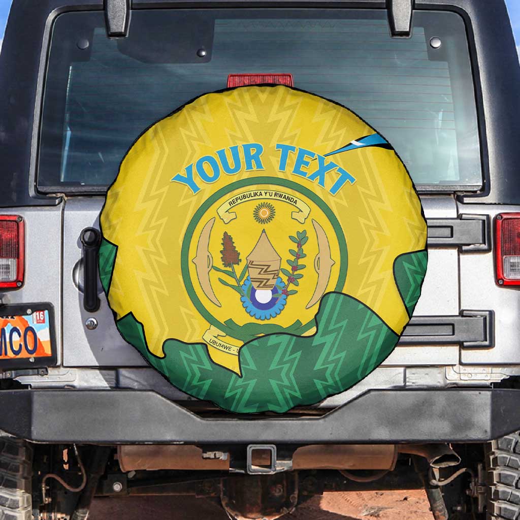 Personalized Jamhuri ya Rwanda Spare Tire Cover Coat Of Arms Imigongo Pattern
