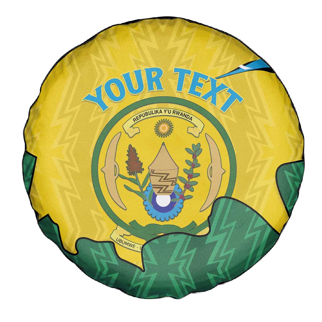 Personalized Jamhuri ya Rwanda Spare Tire Cover Coat Of Arms Imigongo Pattern