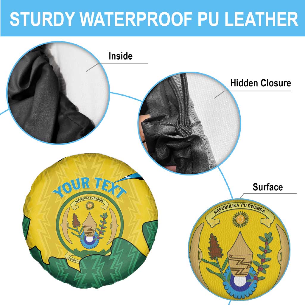 Personalized Jamhuri ya Rwanda Spare Tire Cover Coat Of Arms Imigongo Pattern