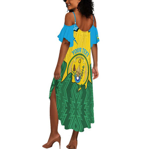 Personalized Jamhuri ya Rwanda Summer Maxi Dress Coat Of Arms Imigongo Pattern