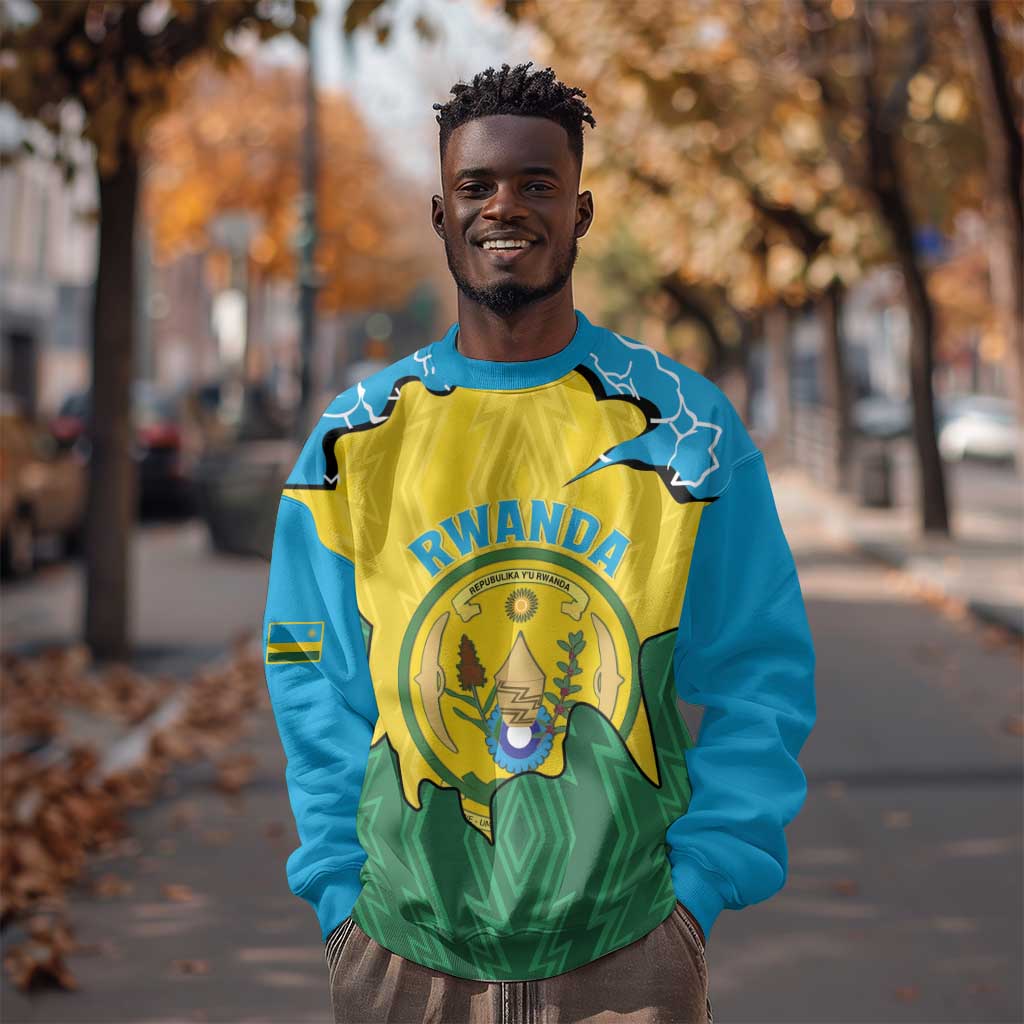 Personalized Jamhuri ya Rwanda Sweatshirt Coat Of Arms Imigongo Pattern