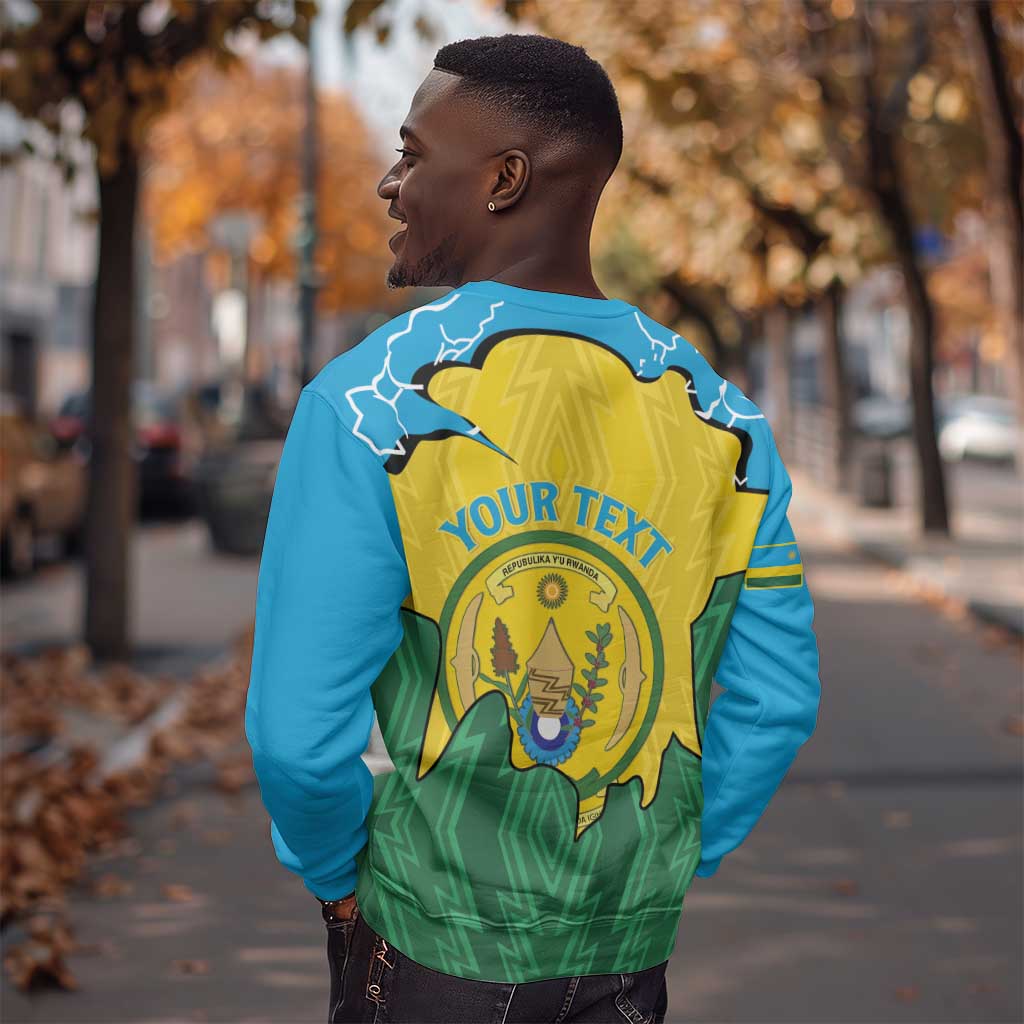 Personalized Jamhuri ya Rwanda Sweatshirt Coat Of Arms Imigongo Pattern