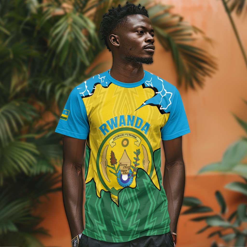 Personalized Jamhuri ya Rwanda T shirt Coat Of Arms Imigongo Pattern