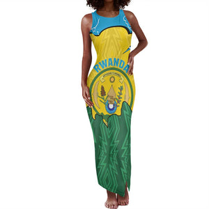 Personalized Jamhuri ya Rwanda Tank Maxi Dress Coat Of Arms Imigongo Pattern