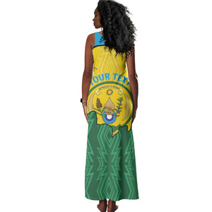 Personalized Jamhuri ya Rwanda Tank Maxi Dress Coat Of Arms Imigongo Pattern