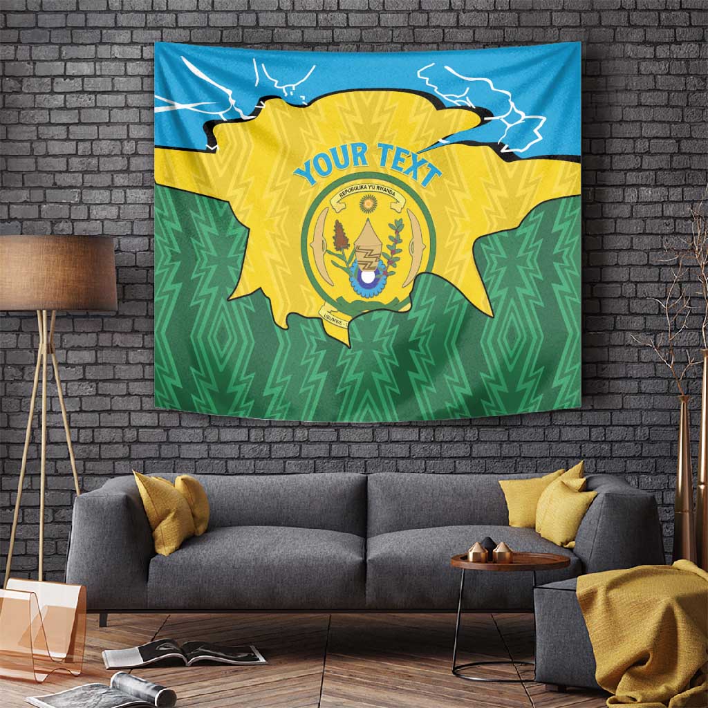 Personalized Jamhuri ya Rwanda Tapestry Coat Of Arms Imigongo Pattern