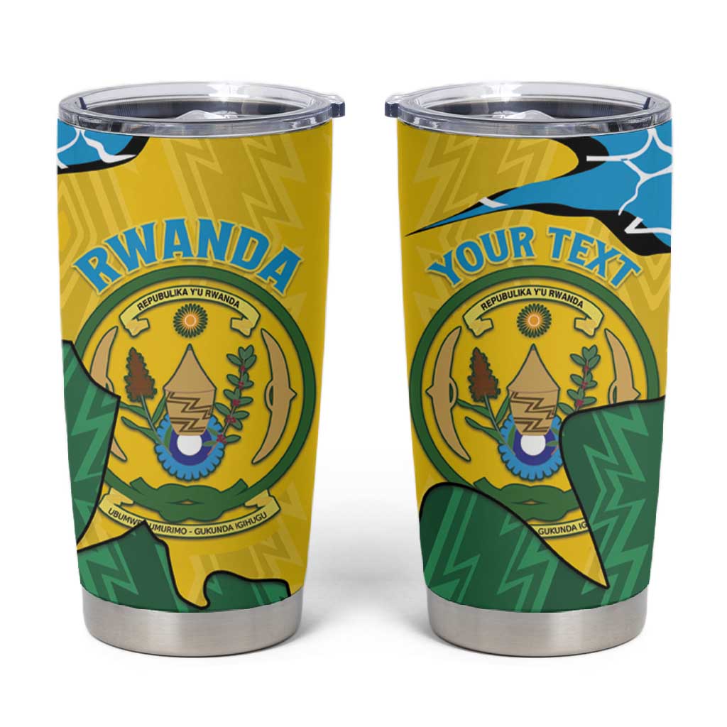 Personalized Jamhuri ya Rwanda Tumbler Cup Coat Of Arms Imigongo Pattern