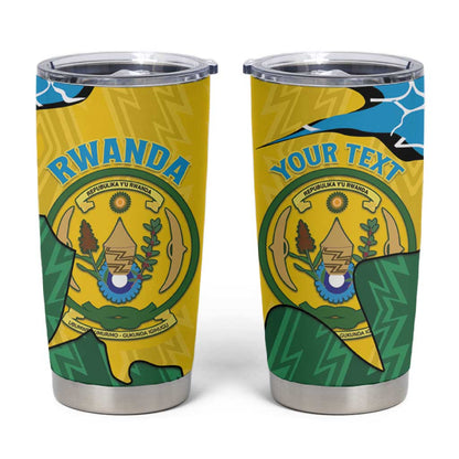 Personalized Jamhuri ya Rwanda Tumbler Cup Coat Of Arms Imigongo Pattern