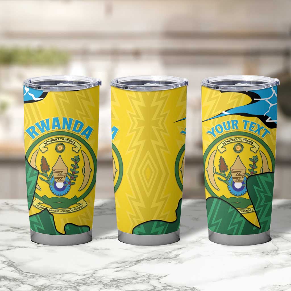 Personalized Jamhuri ya Rwanda Tumbler Cup Coat Of Arms Imigongo Pattern