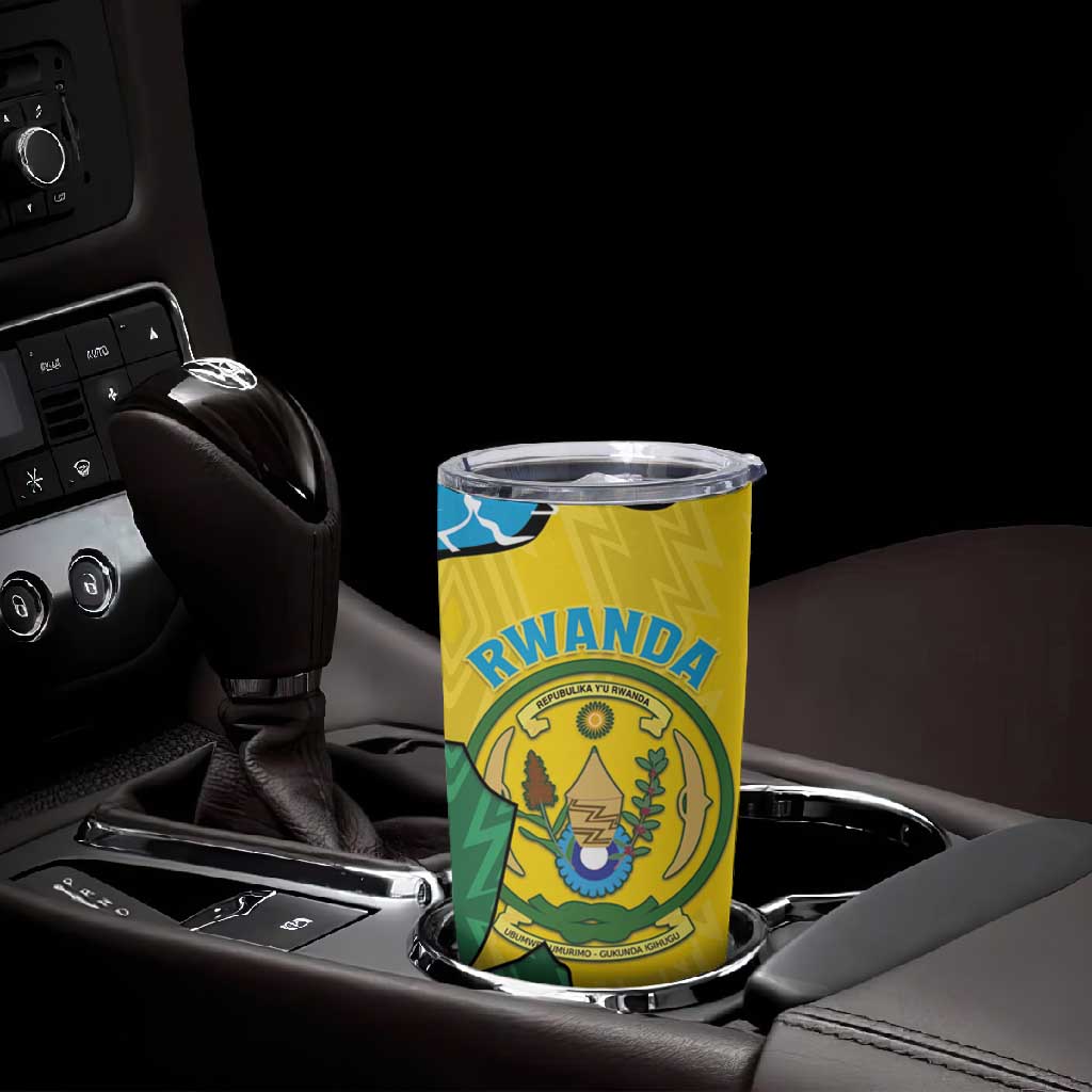 Personalized Jamhuri ya Rwanda Tumbler Cup Coat Of Arms Imigongo Pattern