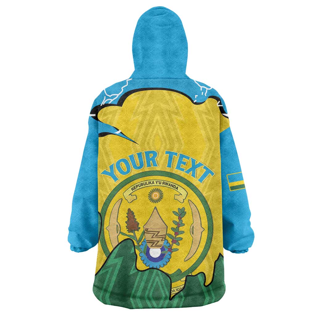 Personalized Jamhuri ya Rwanda Wearable Blanket Hoodie Coat Of Arms Imigongo Pattern