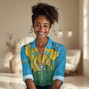 Personalized Jamhuri ya Rwanda Women Casual Shirt Coat Of Arms Imigongo Pattern