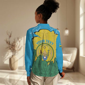 Personalized Jamhuri ya Rwanda Women Casual Shirt Coat Of Arms Imigongo Pattern