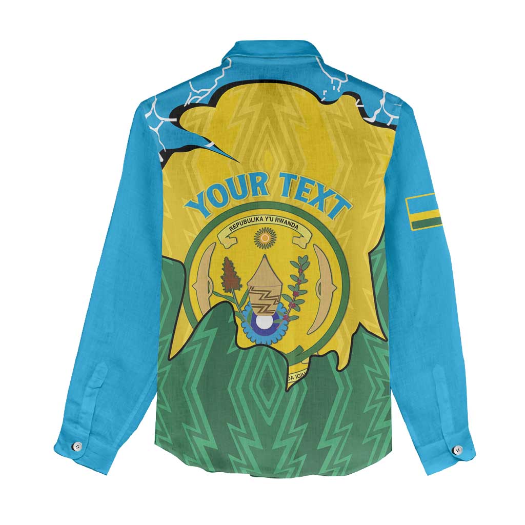 Personalized Jamhuri ya Rwanda Women Casual Shirt Coat Of Arms Imigongo Pattern