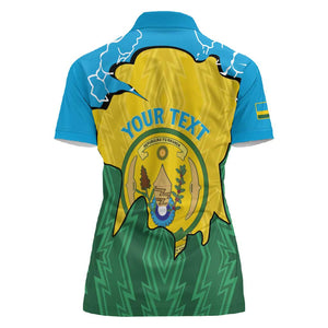 Personalized Jamhuri ya Rwanda Women Polo Shirt Coat Of Arms Imigongo Pattern