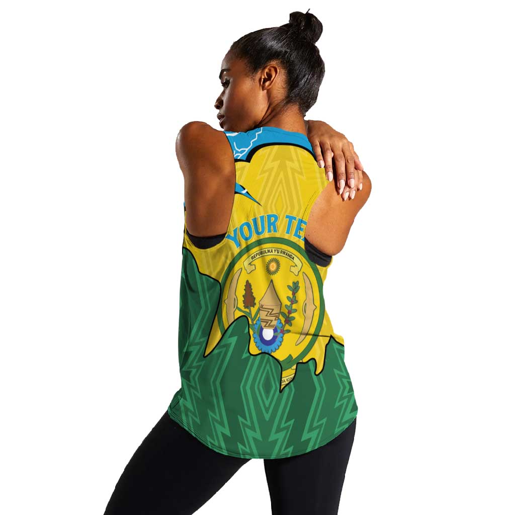Personalized Jamhuri ya Rwanda Women Racerback Tank Coat Of Arms Imigongo Pattern