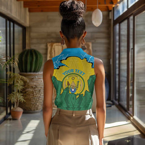 Personalized Jamhuri ya Rwanda Women Sleeveless Polo Shirt Coat Of Arms Imigongo Pattern
