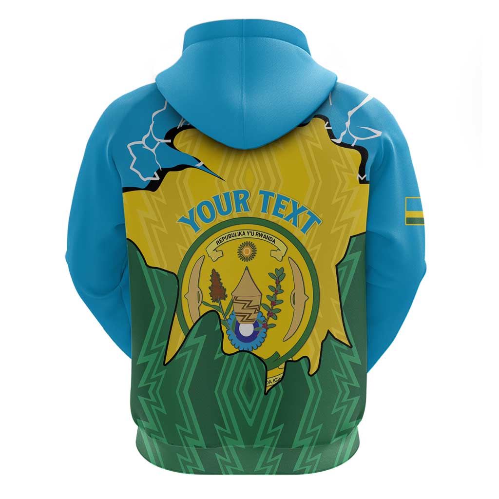 Personalized Jamhuri ya Rwanda Zip Hoodie Coat Of Arms Imigongo Pattern