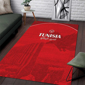Tunisia Football Area Rug Eagles of Carthage Go Champion - Red Color - African Pride