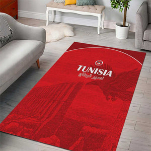 Tunisia Football Area Rug Eagles of Carthage Go Champion - Red Color - African Pride
