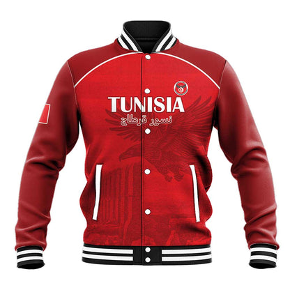 Custom Tunisia Football Baseball Jacket Eagles of Carthage Go Champion - Red Color - African Pride